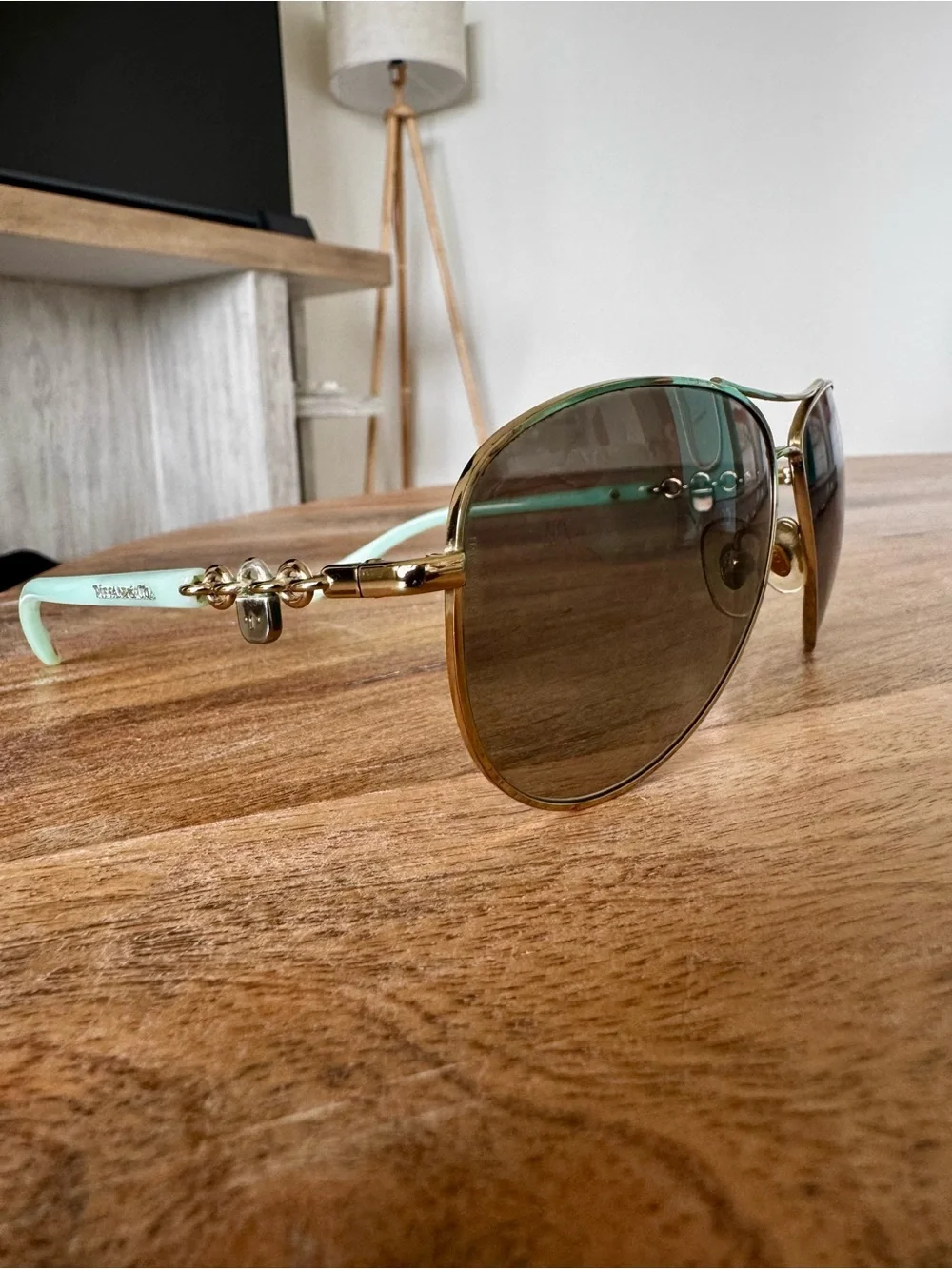 Tiffany & Co. Locks Pilot Aviator Sunglasses